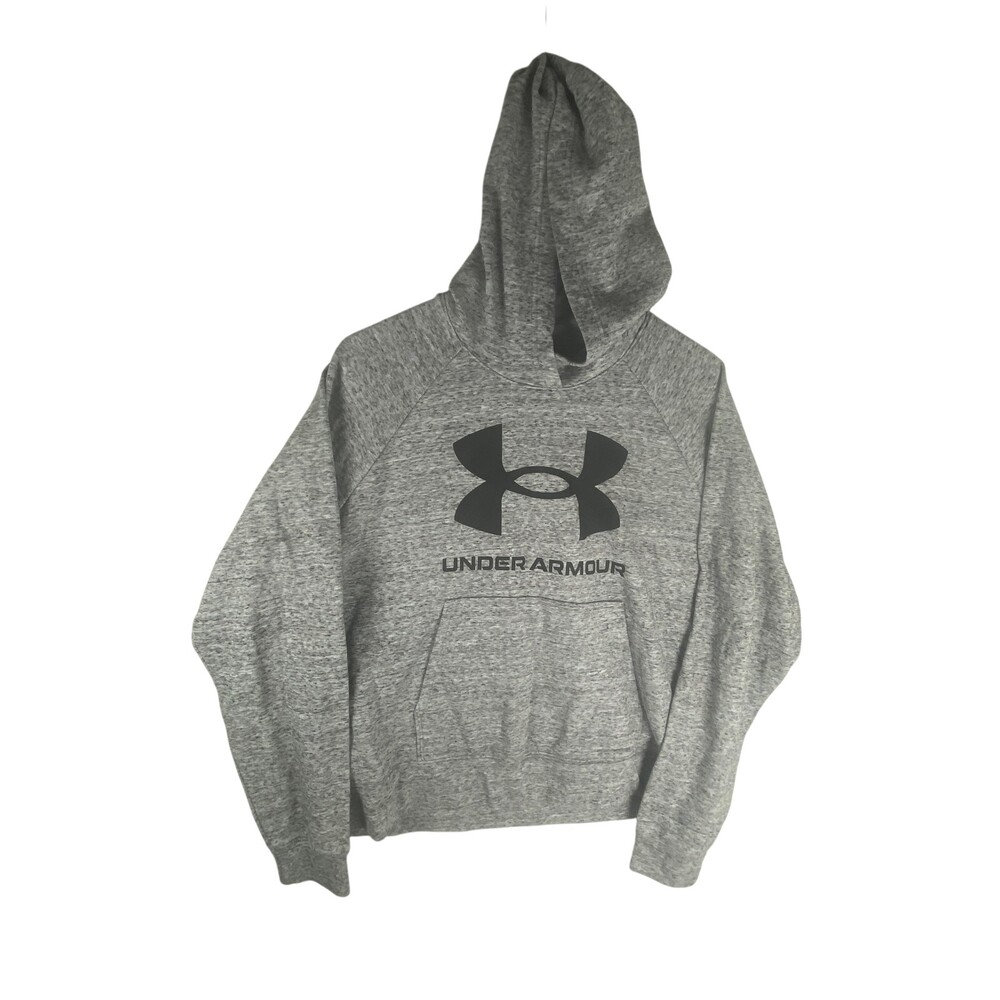 Under Armour Hoodie Sweatshirt Womens XL Gray Big Logo Fleece Pullover 1369460